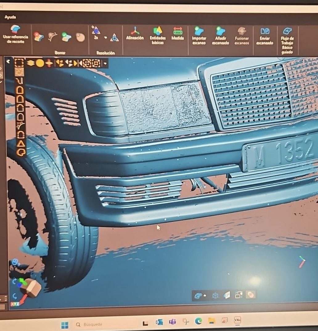 Bumper scanned in 3D software showing the surface geometry